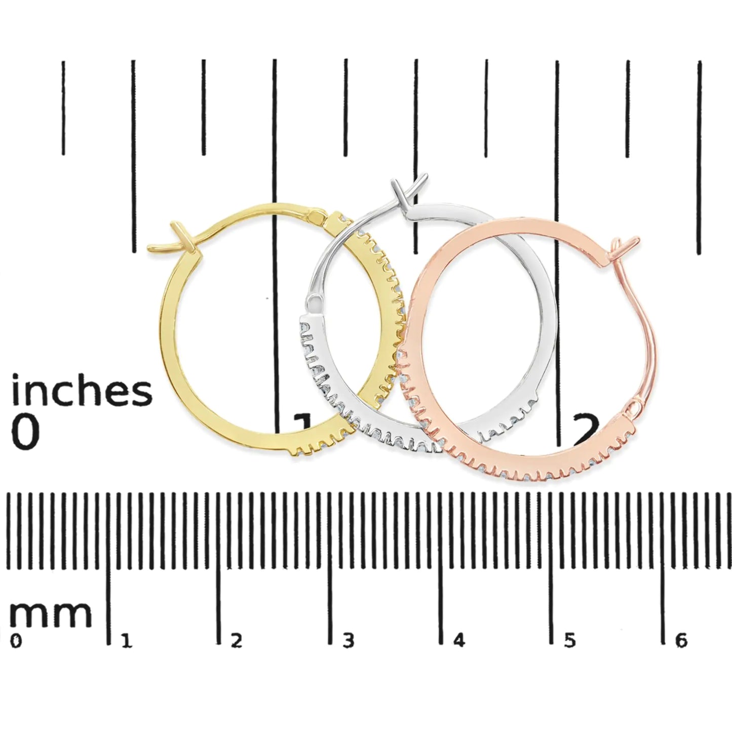14K Tri-Toned Gold 1/3 Cttw Diamond Triple Hoop Earrings (I-J Color, I2-I3 Clarity) - 22 MM-C.K Jewelry