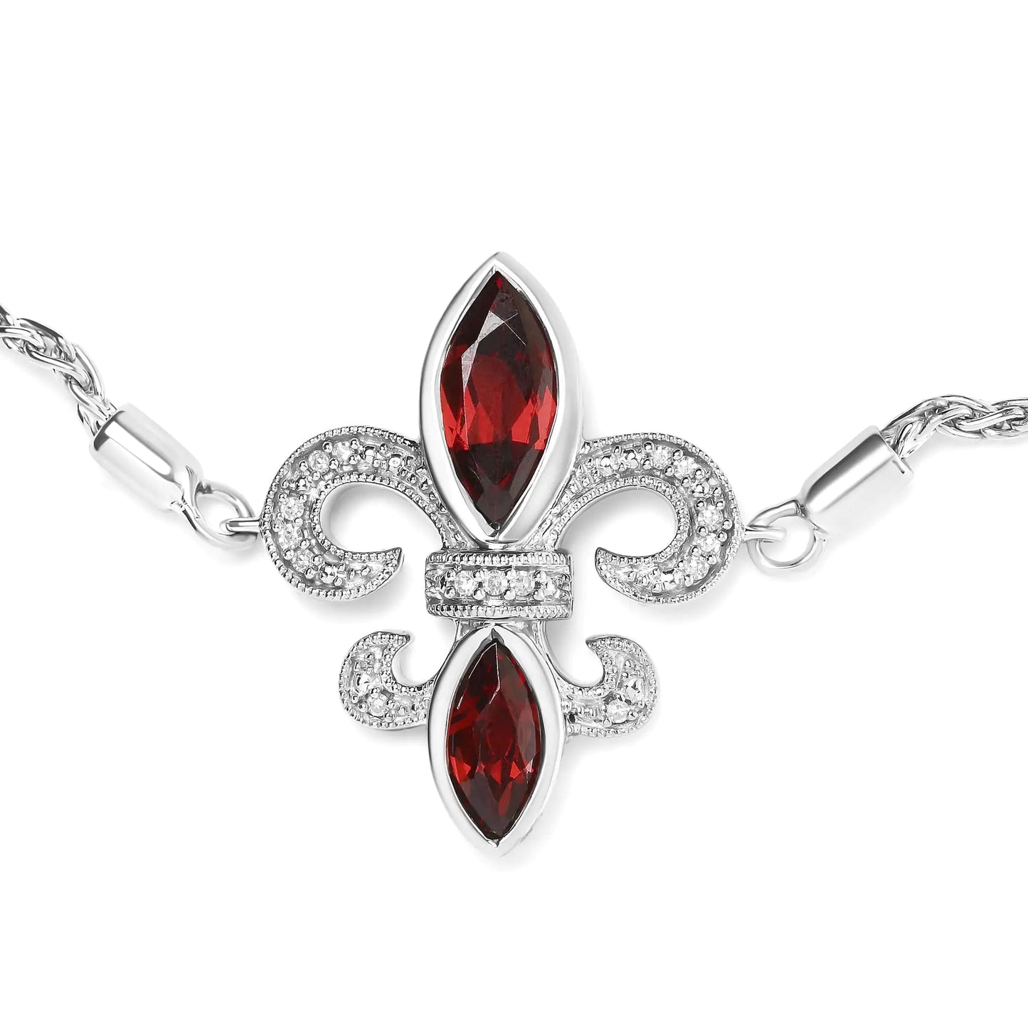 .925 Sterling Silver Marquise Garnet and Diamond Accent