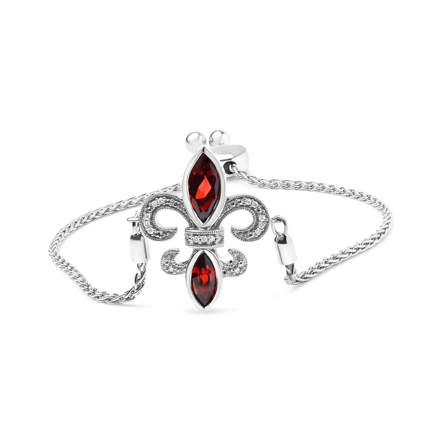 .925 Sterling Silver Marquise Garnet and Diamond Accent