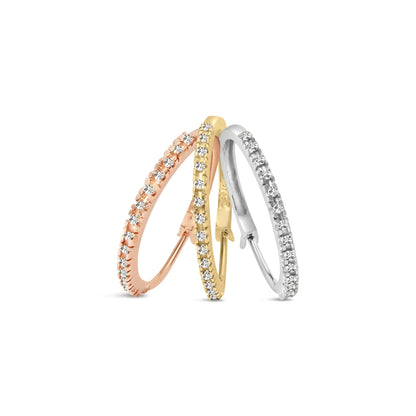 14K Tri-Toned Gold 1/3 Cttw Diamond Triple Hoop Earrings (I-J Color, I2-I3 Clarity) - 22 MM-C.K Jewelry