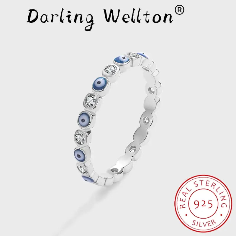 Sapphire Eye Round Full Diamond Crystal Ring